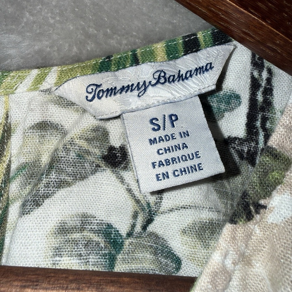 TOMMY BAHAMA Women's Palm Green & White LINEN BLEND DRESS sz S/P Beach Coast - Picture 9 of 13